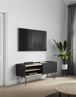Meuble TV design NINA  Chêne clair et noir 